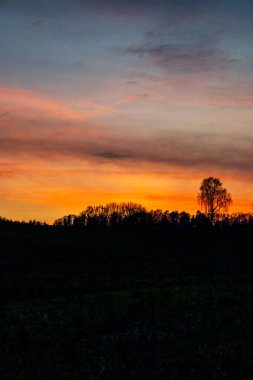 Akşamüstü Schmalkalden - Thüringen yakınlarında gün batımı