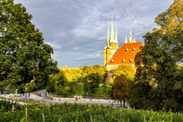 Pozdní Letní Procházka Hlavním Městem Durynska Erfurt Německo — Stock fotografie