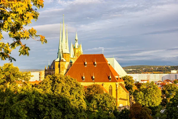 Pozdní Letní Procházka Hlavním Městem Durynska Erfurt Německo — Stock fotografie