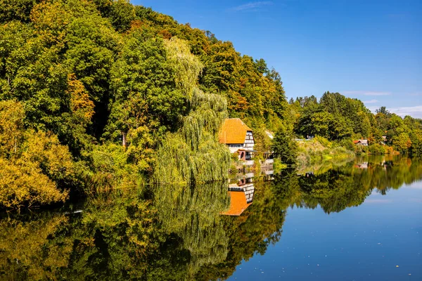 Bad Staffelstein - Bavyera - Almanya yakınlarındaki Yukarı Franconian kırsalında yaz yürüyüşü