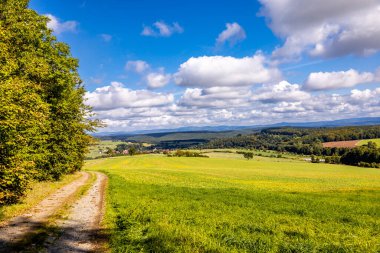 Thüringen 'in güneyinde Meiningen yakınlarındaki Hohe Geba civarında güzel bir yürüyüş.