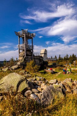 Bischofsgrn 'daki Fichtelgebirge' de güzel bir sonbahar yürüyüşü, Yukarı Franconia - Bavyera - Almanya