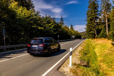 Bischofsgrn 'daki Fichtelgebirge' de güzel bir sonbahar yürüyüşü, Yukarı Franconia - Bavyera - Almanya