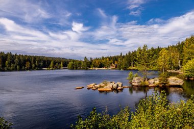 Bischofsgrn 'daki Fichtelgebirge' de güzel bir sonbahar yürüyüşü, Yukarı Franconia - Bavyera - Almanya