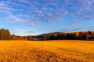 Zella-Mehlis yakınlarındaki Ruppberg 'e kısa gün batımı yürüyüşü - Thüringen - Almanya