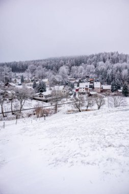 Karla kaplı Thüringen Ormanı 'nda, Floh-Seligenthal - Thüringen - Almanya