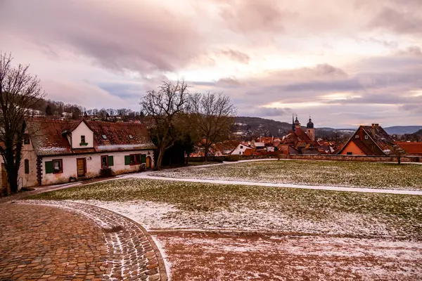 Короткая Зимняя Прогулка Полудеревянному Городу Шмалькальден Тюрингия Германия — стоковое фото