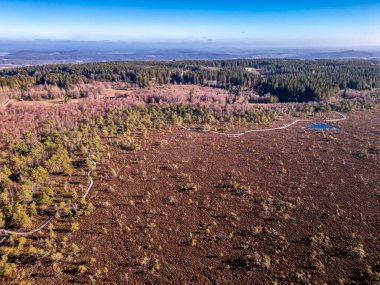 Thüringen, Hesse ve Bavyera - Fladungen - Rhn - Almanya arasındaki eski sınır boyunca güzel güneşli bir günde kısa kış yürüyüşü