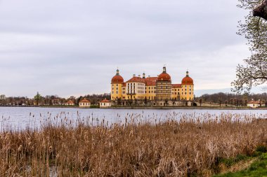 Dresden-Saksonya yakınlarındaki Moritzburg 'un güzel peri masalı şatosunda kısa bir mola.