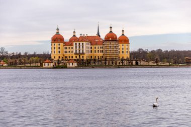 Dresden-Saksonya yakınlarındaki Moritzburg 'un güzel peri masalı şatosunda kısa bir mola.