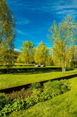 Sabahın erken saatlerinde Schmalkalden kasabasında güzel manzarası Thüringen - Almanya
