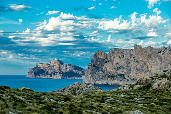 stock image Evening hike to Puig de I'guila at the gates of the bay of Cala Sant Vicen on the Balearic island of Mallorca - Spain