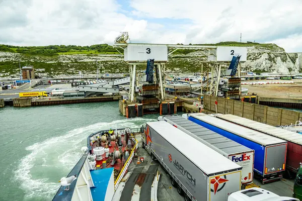 stock image Ferry crossing across the English Channel from the French coast at Dunkirk to the English coast at Dover - France - United Kingdom