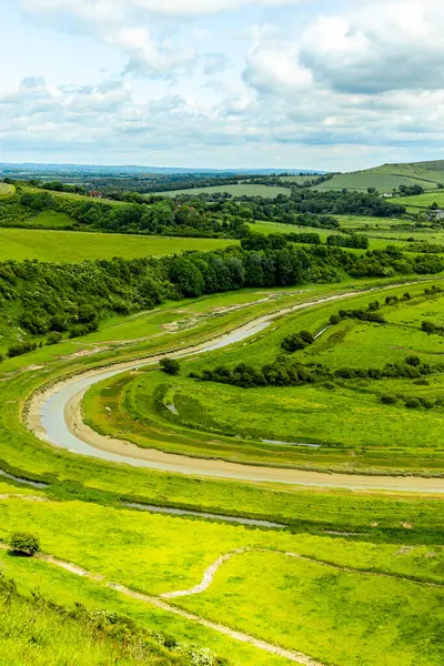 stock image Short stopover at the scenic highlight White Horse in the National Trust near Litlington - Sussex - United Kingdom