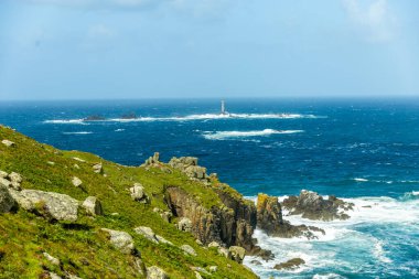 İngiltere 'nin en batıdaki noktasını keşfeden Lands End Penzance - Cornwall - İngiltere