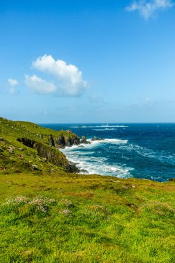 İngiltere 'nin en batıdaki noktasını keşfeden Lands End Penzance - Cornwall - İngiltere
