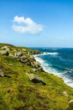 İngiltere 'nin en batıdaki noktasını keşfeden Lands End Penzance - Cornwall - İngiltere