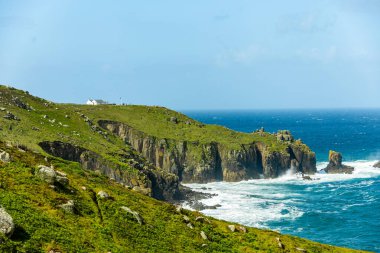 İngiltere 'nin en batıdaki noktasını keşfeden Lands End Penzance - Cornwall - İngiltere