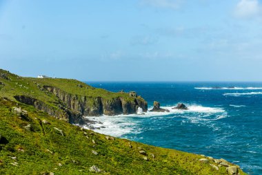 İngiltere 'nin en batıdaki noktasını keşfeden Lands End Penzance - Cornwall - İngiltere