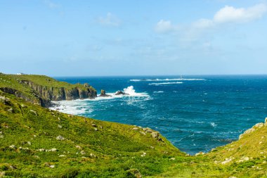 İngiltere 'nin en batıdaki noktasını keşfeden Lands End Penzance - Cornwall - İngiltere