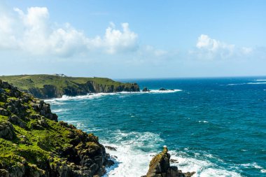 İngiltere 'nin en batıdaki noktasını keşfeden Lands End Penzance - Cornwall - İngiltere