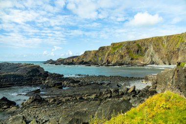 Hartland Point 'e güzel deniz feneri ve çarpıcı deniz manzarasıyla güzel bir yürüyüş.