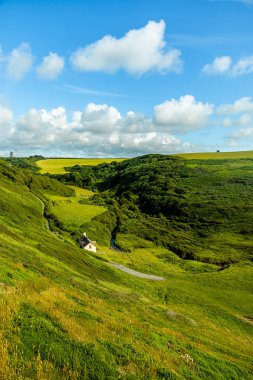 Hartland Point 'e güzel deniz feneri ve çarpıcı deniz manzarasıyla güzel bir yürüyüş.