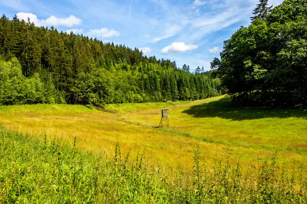 stock image A beautiful cycle tour through southern Thuringia via Wasungen, Walldorf to the viewpoint on the Hohe Geba in the Rhn - Thuringia - Germany