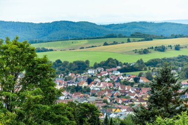 A short walk on the edge of the Thuringian Forest to Hallenburg Castle from the Knllfeld ski area - Steinbach-Hallenberg - Thuringia - Germany clipart