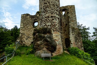 A short walk on the edge of the Thuringian Forest to Hallenburg Castle from the Knllfeld ski area - Steinbach-Hallenberg - Thuringia - Germany clipart