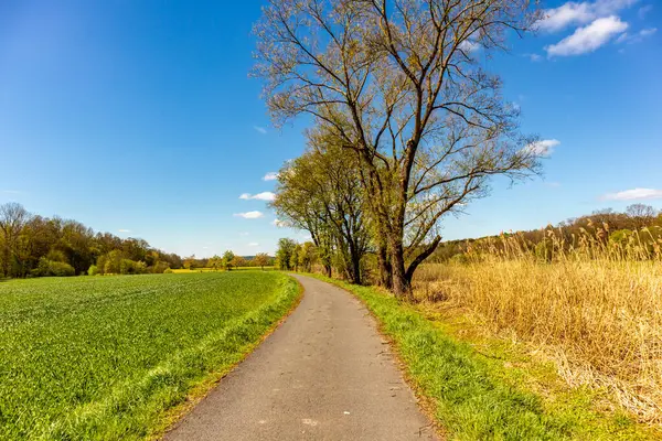 stock image Travelling by bike on the 1st Werratal Cycle Route stage from the source of the Werra near Fehrenbach to Werratal near Wernshausen - Thuringia - Germany