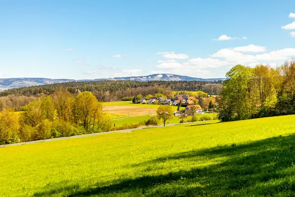 stock image Travelling by bike on the 1st Werratal Cycle Route stage from the source of the Werra near Fehrenbach to Werratal near Wernshausen - Thuringia - Germany