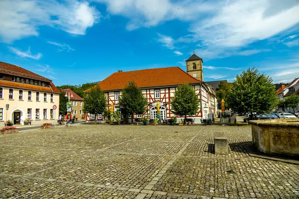 stock image Travelling by bike on part of the Werratal Cycle Route stage from Hrschel near Eisenach to Eschwege - Thuringia - Germany