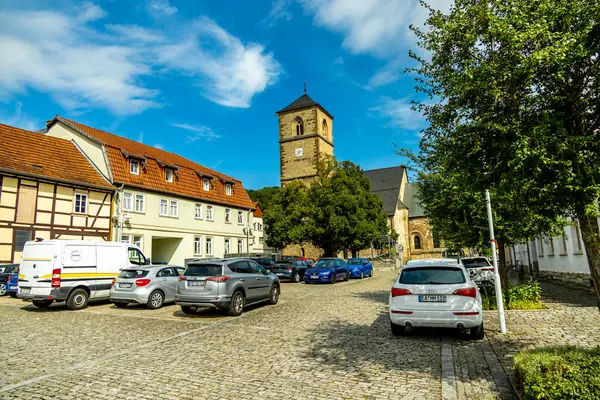 stock image Travelling by bike on part of the Werratal Cycle Route stage from Hrschel near Eisenach to Eschwege - Thuringia - Germany