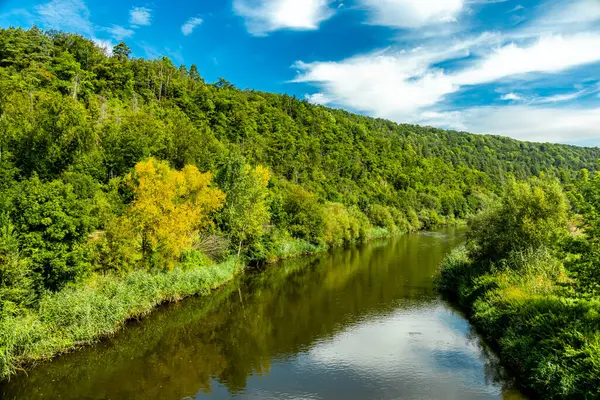 stock image Travelling by bike on part of the Werratal Cycle Route stage from Hrschel near Eisenach to Eschwege - Thuringia - Germany