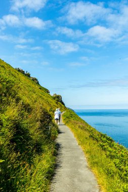 Devon, İngiltere 'deki küçük liman kasabası Lynmouth' a Kayalar Vadisi 'nde fantastik bir yürüyüş.