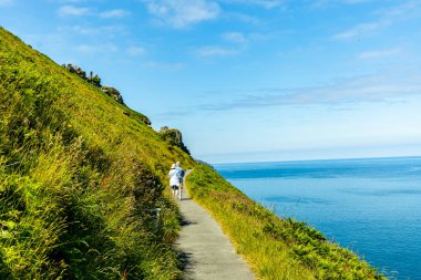Devon, İngiltere 'deki küçük liman kasabası Lynmouth' a Kayalar Vadisi 'nde fantastik bir yürüyüş.