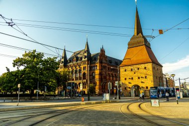 Şehir, Baltık Denizi 'ndeki Hanseatic kenti Rostock' ta, Mecklenburg-Vorpommern - Almanya