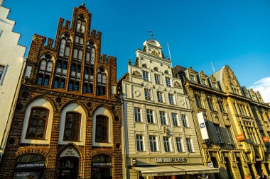 Şehir, Baltık Denizi 'ndeki Hanseatic kenti Rostock' ta, Mecklenburg-Vorpommern - Almanya