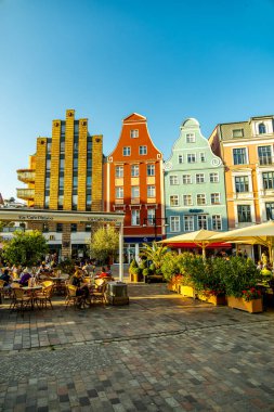 Şehir, Baltık Denizi 'ndeki Hanseatic kenti Rostock' ta, Mecklenburg-Vorpommern - Almanya