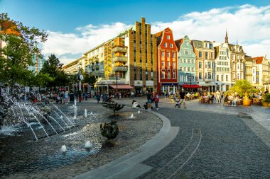 Şehir, Baltık Denizi 'ndeki Hanseatic kenti Rostock' ta, Mecklenburg-Vorpommern - Almanya