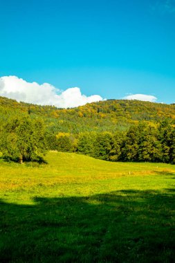 Schmalkalden 'de kısa sonbahar yürüyüşü harika bir günbatımı ile - Thüringen - Almanya
