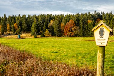 An autumn hike to the mountain lake at the Ebertswiese in the colourful Thuringian Forest - Thuringia - Germany clipart