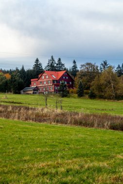 An autumn hike to the mountain lake at the Ebertswiese in the colourful Thuringian Forest - Thuringia - Germany clipart