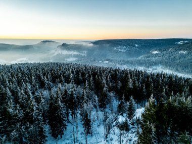 Winter hike through the Thuringian Forest near Oberhof at blue hour - Thuringia - Germany clipart