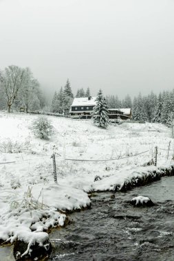 Winter hike through the Thuringian Forest near Oberhof and Kanzlersgrund in wintry weather - Thuringia - Germany clipart