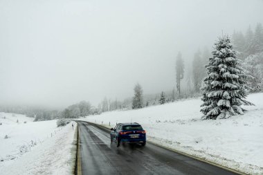 Kışın Oberhof ve Kanzlersgrund yakınlarındaki Thüringen Ormanı 'nda yürüyüş - Thüringen - Almanya