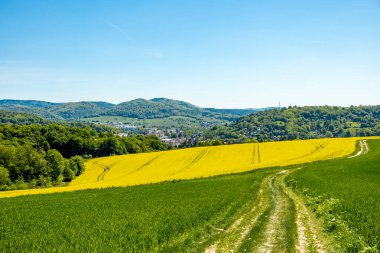 Thüringen Ormanı 'nın güneybatı yamacındaki Schmalkalden kasabasında yaz yürüyüşü