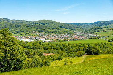 Thüringen Ormanı 'nın güneybatı yamacındaki Schmalkalden kasabasında yaz yürüyüşü
