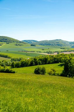 Thüringen Ormanı 'nın güneybatı yamacındaki Schmalkalden kasabasında yaz yürüyüşü